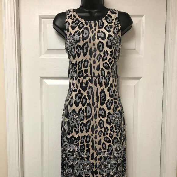 WAYF Dress Midi Dress NEW with tags Knee Length Dress Leopard Print Size Large - Picture 1 of 13